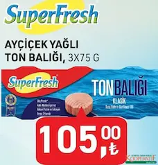 SUPERFRESH AYÇİÇEK YAĞLI TON BALIĞI 3X75 G SUPERFRESH AYÇİÇEK YAĞLI TON BALIĞI 3X75 G
